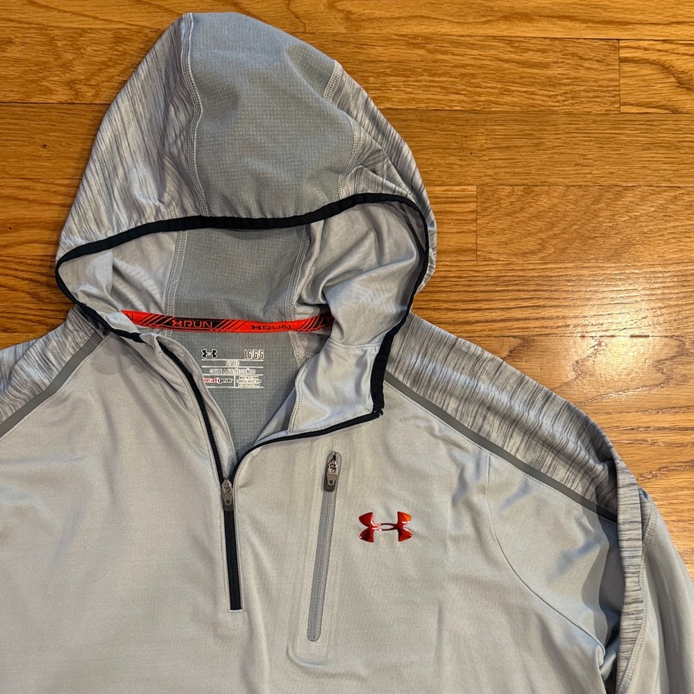Under Armour Light Gray Pullover with Red Logo